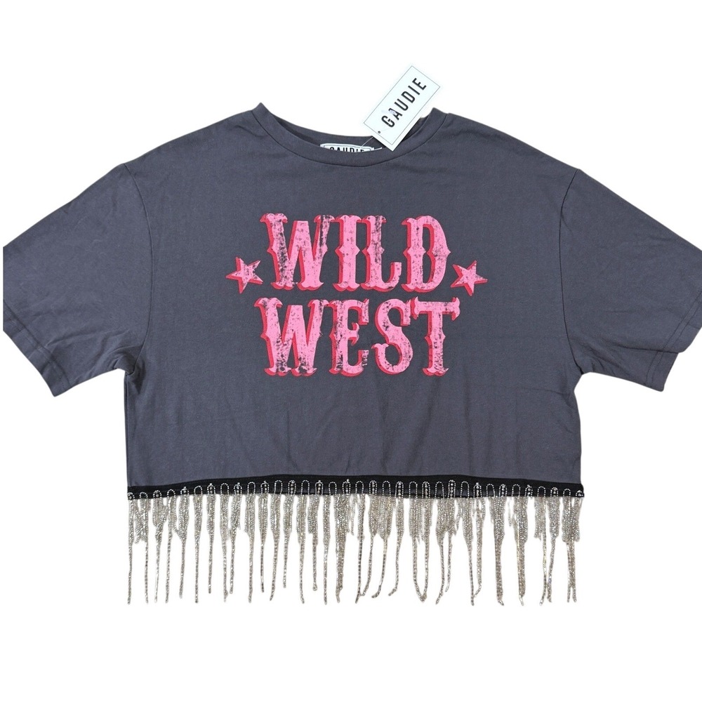 Wild West Crop Top NWT Women SM Western Cowgirl Rhinestone Fringe Festival Rodeo